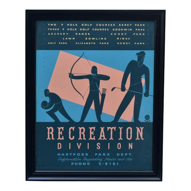 Art Deco w.p.a. Poster, Recreation Division, Hartford Connecticut Parks Department, 1930s For Sale
