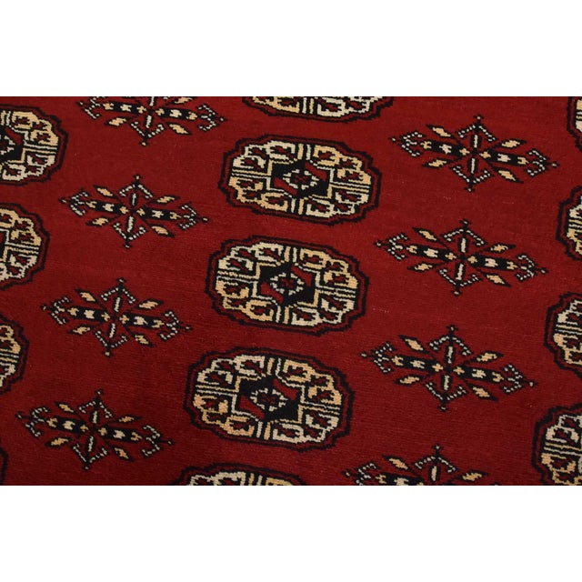 Red Bokhara Rug 8′ X 10’1” Red Wool Tribal Hand-Knotted Oriental Carpet For Sale - Image 8 of 13