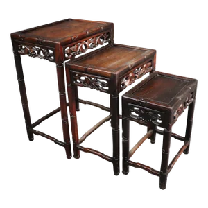 Rosewood Carved Nesting Tables