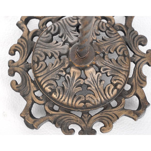 Metal Mid 20th Century Restored Art Deco Cast Iron Bridge Floor Lamp For Sale - Image 7 of 15