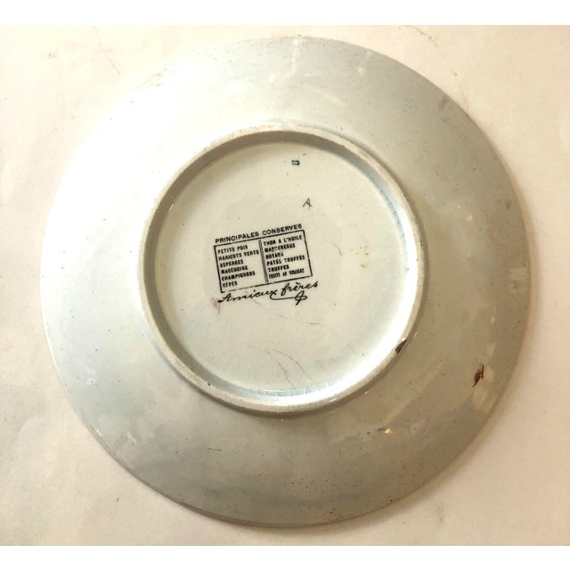 French Majolica Advertising Sardines Plate by Amieux Freres For Sale - Image 9 of 10