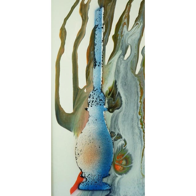 Luis Guevara Moreno, Abstract-Surrealist Oil Lamps, Mixed Media Painting, 1970s For Sale - Image 4 of 18