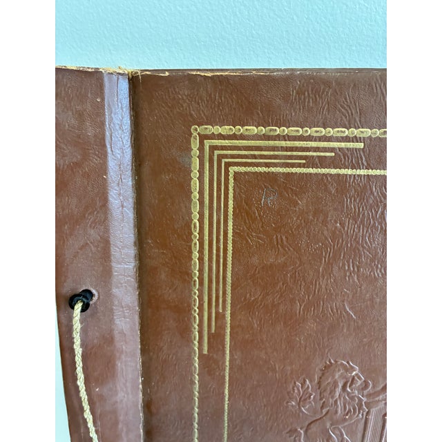 Animal Skin Vintage Embossed Leather Scrapbook Album With Crest and Gold Detailing For Sale - Image 7 of 14