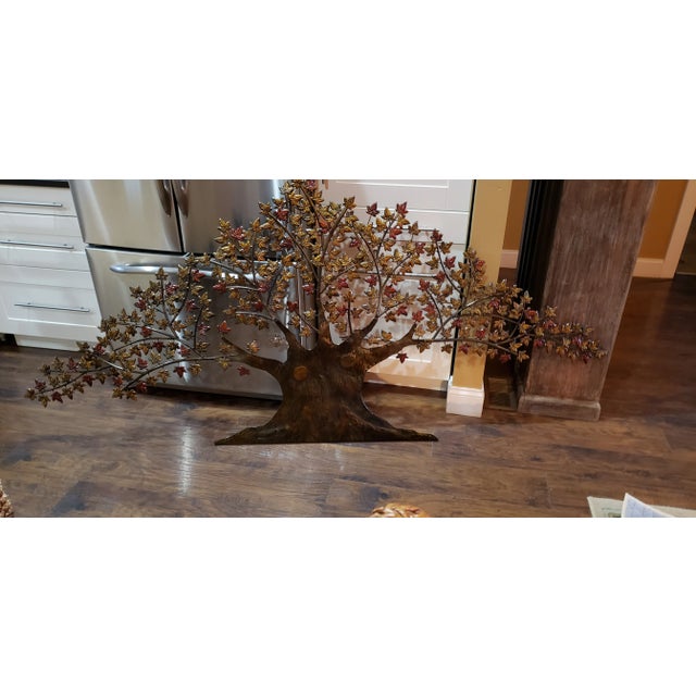91x40 Mid 20th Century Metal Wide Trunk Tree Wall Art With Colorful Leaves For Sale In Saint Louis - Image 6 of 7