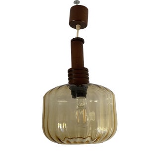 Mid-Century Modern Amber Glass Pendant Lamp, Yugoslavia, 1975 For Sale