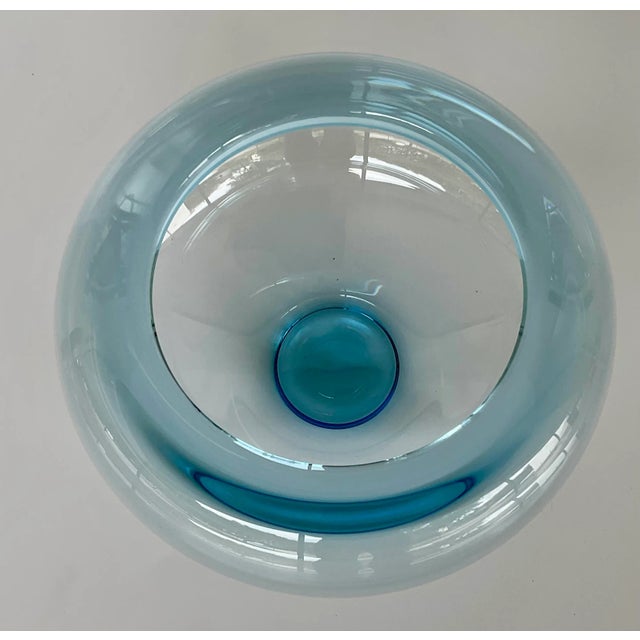 Mid-Century Modern Royal Copenhagen Mid-Century Modern Medium Blue Crystal Bowl For Sale - Image 3 of 4