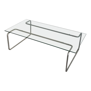 Minimalist Bent Tubular Steel and Glass Coffee Table