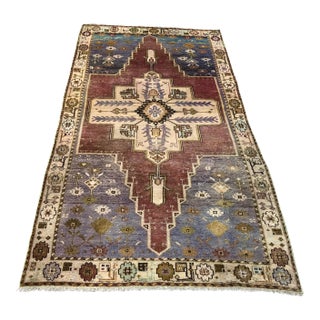 1960s Vintage Turkish Rug - 4′1″ × 8′2″ For Sale