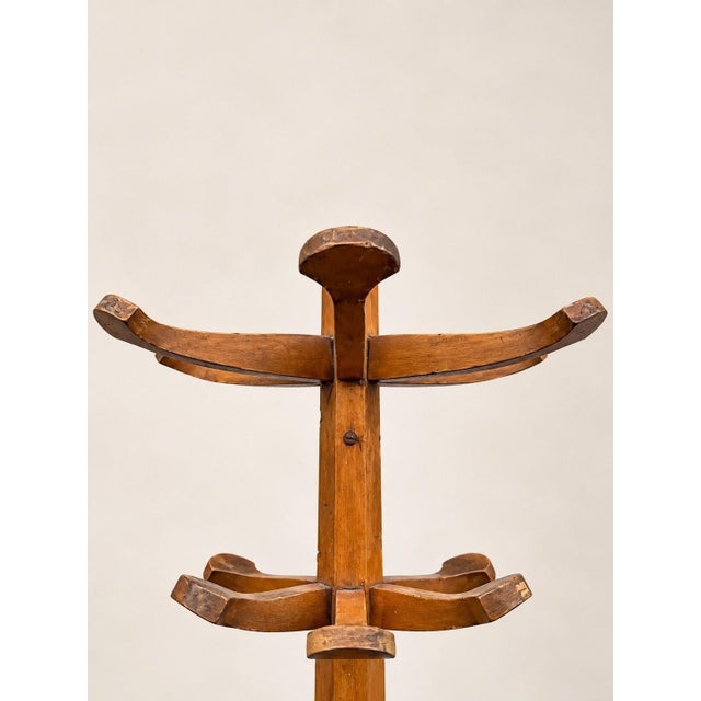 Art Deco Freestanding Coat Rack in Beech Wood by Enrico Castellani for Stella, 1940s For Sale - Image 3 of 7
