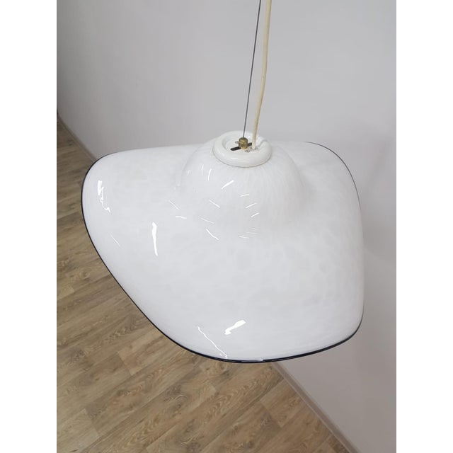 White Vintage Italian Hanging Lamp from Murano, 1960s For Sale - Image 8 of 18