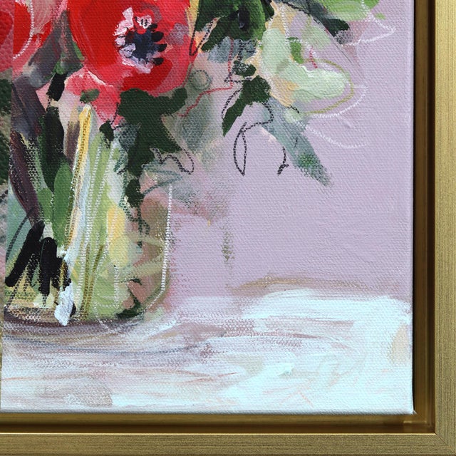 Poppy Parade - Framed Original Floral Mixed Media Painting on Canvas by Kellie Newsome For Sale In Los Angeles - Image 6 of 9