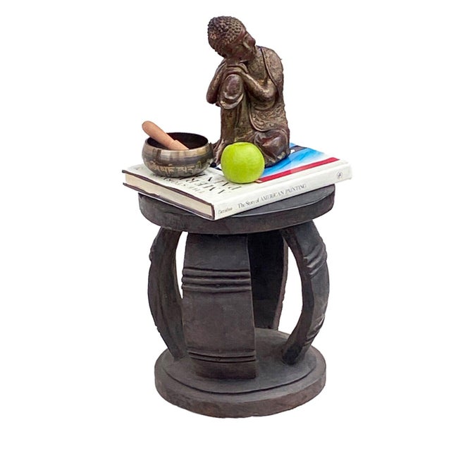 Superb hand-sculpted stool carved from a single piece of heavy solid wood by the Baga people of Guinea-Bissau. The Baga...