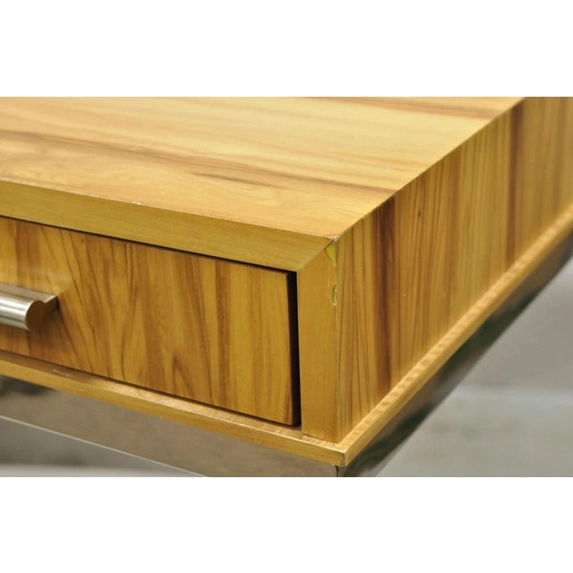 Brown Century Furniture Modern Chrome and Zebra Wood Metal Base Desk Table 849-761 For Sale - Image 8 of 12