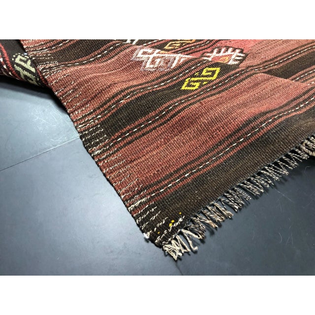 1960s Vintage Handmade Turkish Designer Kilim Rug- 3′8″ × 4′10″ For Sale - Image 4 of 11
