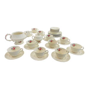 Spode Tea Set & Dessert Service for 8 - 1920s-1940s - 42 Pieces - Billingsley Rose English Porcelain