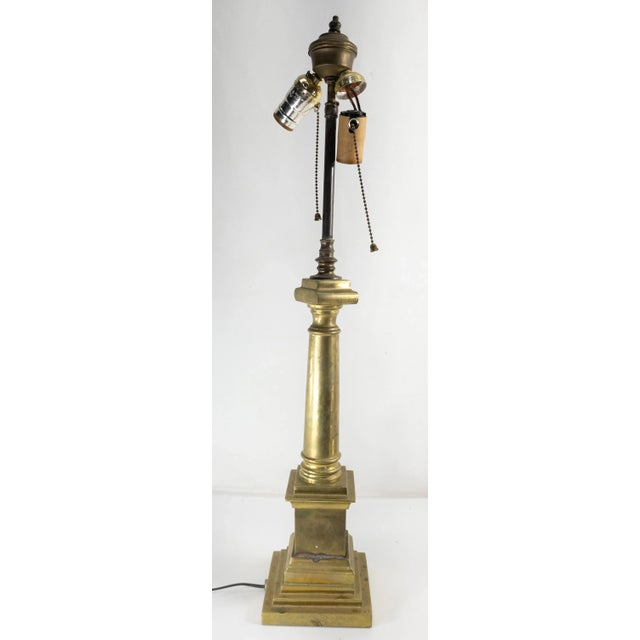 Neoclassical 20th Century Decorative Brass Column Form Table Lamp for Restoration For Sale - Image 3 of 12