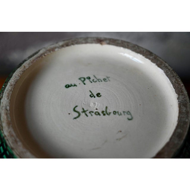 Green Glazed Earthenware Cachepot, 1940s For Sale - Image 9 of 10