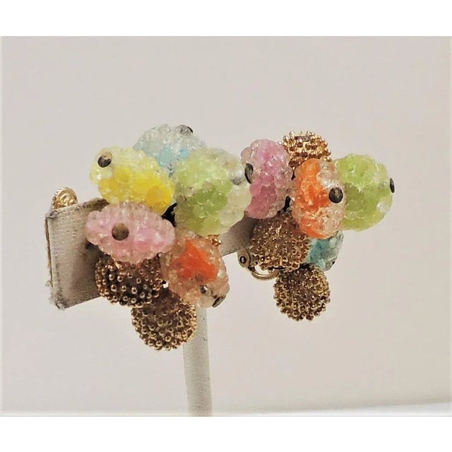 Napier Vintage 1960s Napier "Gum Drop" Colorful Clip Earrings - 2 Pieces For Sale - Image 4 of 9