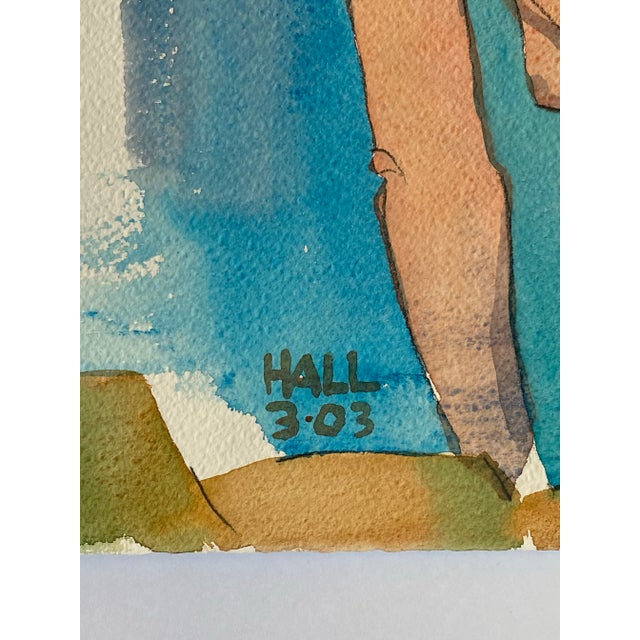 Abstract Vintage Original Female Nude Watercolor Painting by Jon Hall 2003 For Sale - Image 3 of 4