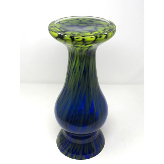 Glass Cobalt & Yellow Glass Vase by Krosno For Sale - Image 7 of 7