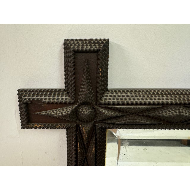 19th Century French Geometric Tramp Art Mirror, 1899 For Sale - Image 12 of 14