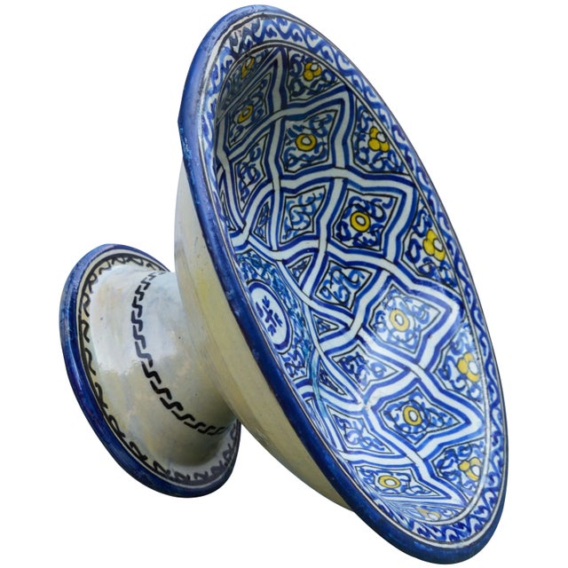 Blue Early 20th Century Moorish-Patterned Pedestal Bowl For Sale - Image 8 of 10