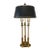 Vintage Stiffel Brass Bouillotte 3-Light French Table Lamp Black Gold Tole Shade For Sale