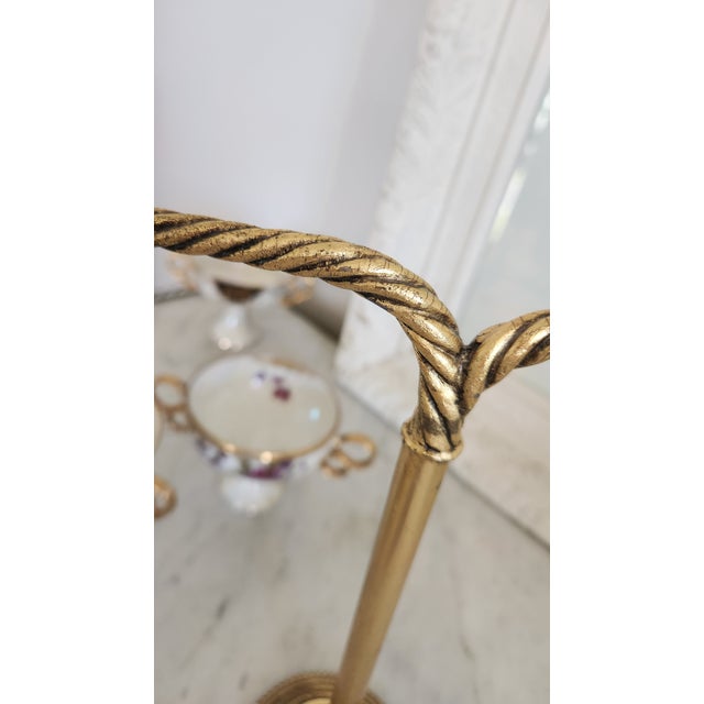 1960s Hollywood Regency Brass Double-Arm Guest Towel Stand For Sale - Image 10 of 18
