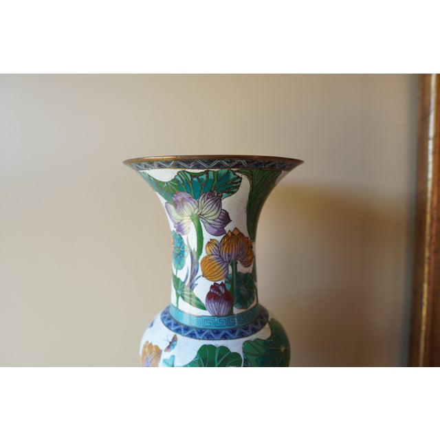 Vintage Porcelain Flower Tall Vase For Sale - Image 11 of 13