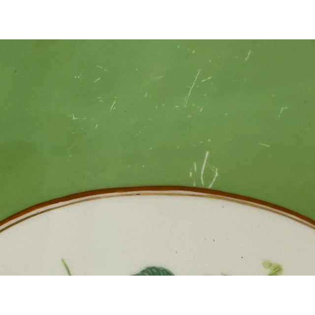 Late 19th Century Antique French Old Paris Ware Green Banded Floral Rose Pedestal Dish For Sale - Image 5 of 8