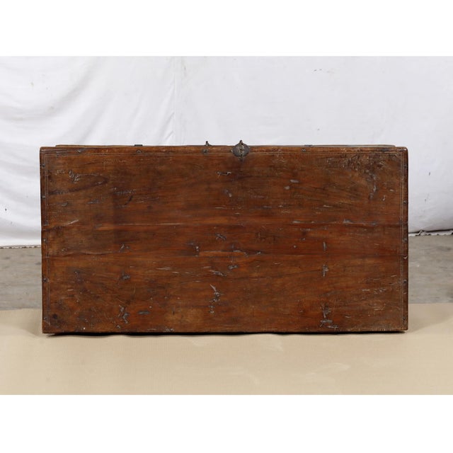 Antique Indian Painted Teakwood Blanket Chest/Coffee Table For Sale - Image 4 of 8