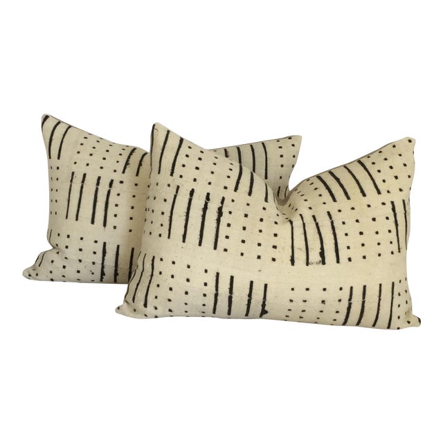 Vintage African White Mudcloth Pillows A Pair Chairish