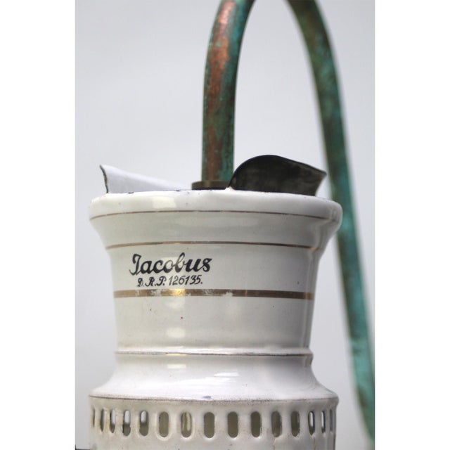 Copper Green and Enamel Converted Gas Wall Lamp, 1900s For Sale - Image 3 of 7