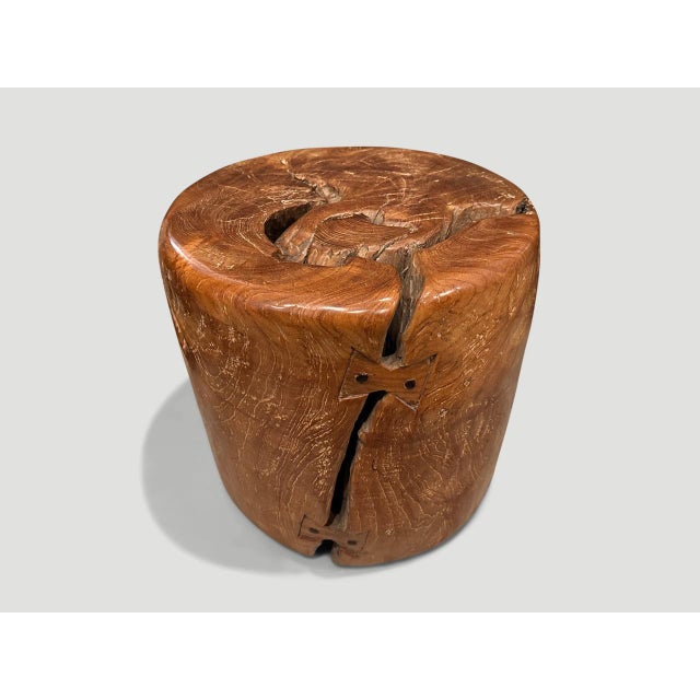 2010s Andrianna Shamaris Century Old Teak Wood Side Table For Sale - Image 5 of 18