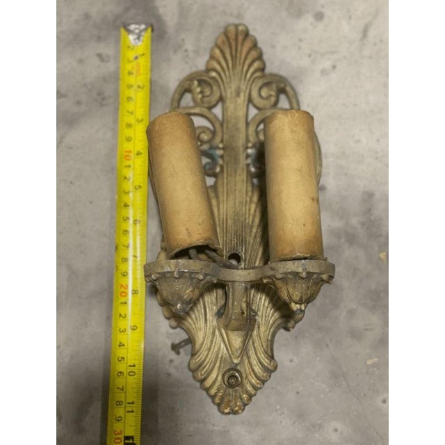 1970s Antique Riddle Co Art Deco Cathederal Sconce for Repair For Sale - Image 5 of 8