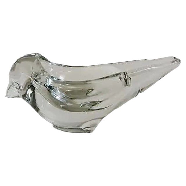 Crystal Glass Bird Bowl for Art Vannes, 1960s For Sale