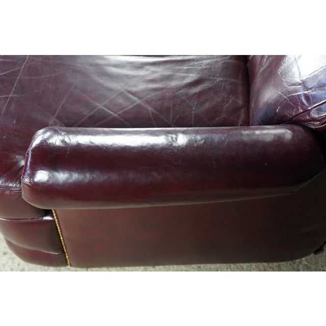 Oxblood Red 1975 Lane Furniture Burgundy Red Oxblood Leather Nailhead Reclining Armchair For Sale - Image 8 of 18