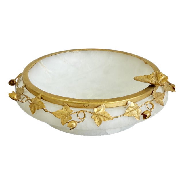 1960s Italian Alabaster & Filagree Ashtray Vide Poche For Sale