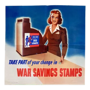 "Take Part of Your Change in War Savings Stamps" Vintage Wwii Poster, 1942