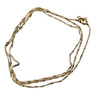 Vintage Twisted Baby Curb Link Chain in 14k Gold For Sale