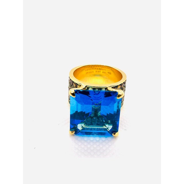 Bochic "Orient" Vintage Sapphire & Blue Topaz Ring Set In 18K Gold & Silver For Sale - Image 17 of 18