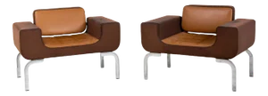 Set of Italian Brown Leather Lounge Chairs, 1970s