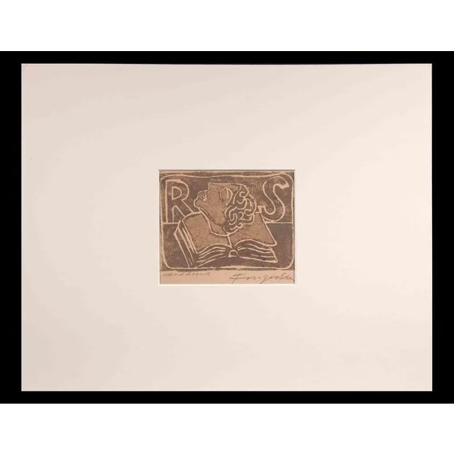 Ex Libris is a woodcut print by Michel Fingesten, realized in 1936. Hand signed, included a white cardboard passpartout...