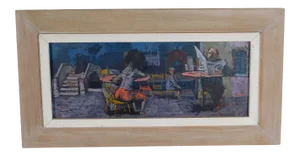 Louis Bosa (1905-1981) Untitled Signed Oil Painting Cafe Scene