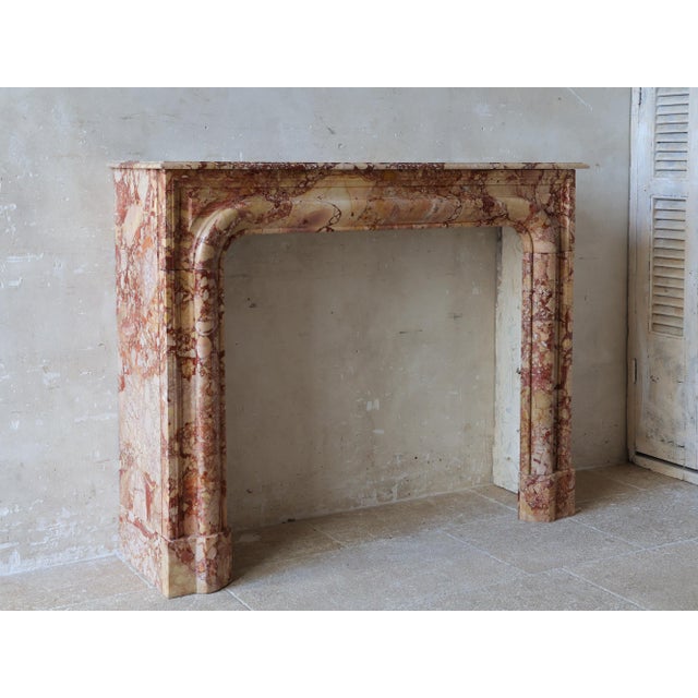Antique French Boudin Mantelpiece in Brèche De Montmeyan Marble, 1800s For Sale - Image 13 of 15