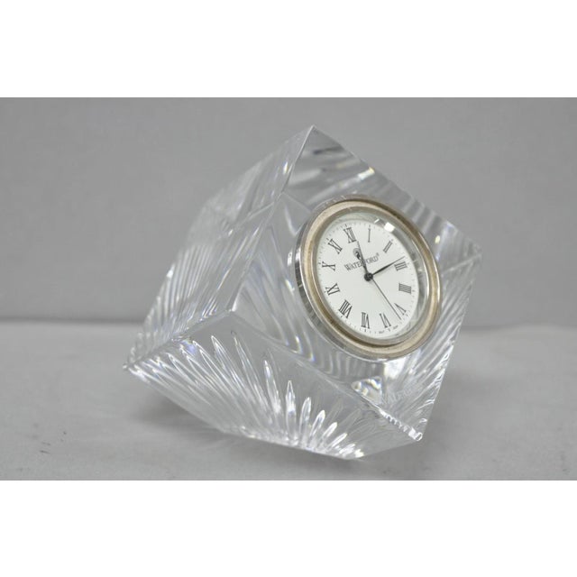 Vintage Waterford Crystal Glass Diamond Shaped Meridian Small Desk Clock For Sale - Image 11 of 11