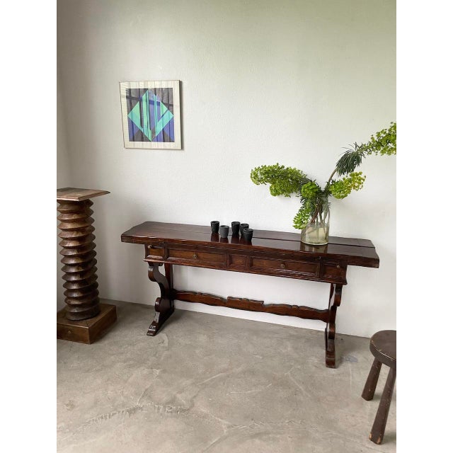 Brown Console Drapier in Oak, 1950s For Sale - Image 8 of 18