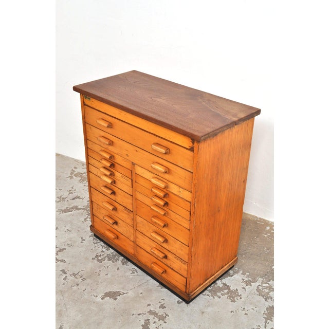 Vintage School Chest of Drawers in Beech, 1950s For Sale - Image 6 of 9