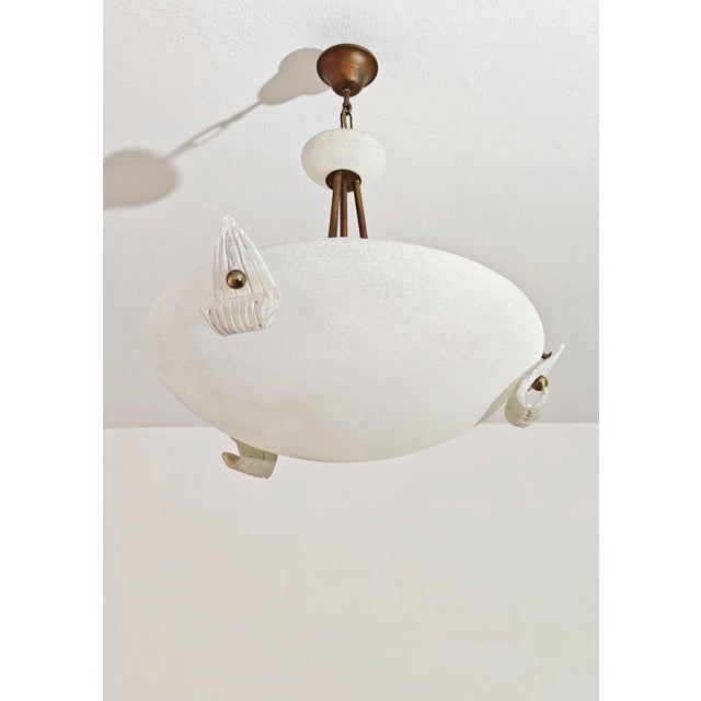 Pendant Lamp in Burnished Metal and Murano Glass, 1980s For Sale - Image 3 of 16