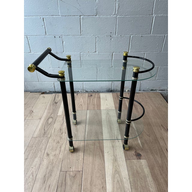 Modern Black and Brass Tea or Bar Cart, Vintage Design, Elegant Style For Sale - Image 11 of 11